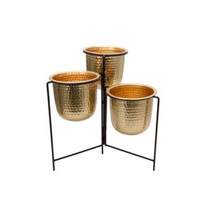 Three Premium Design Planter Antique Royal Gold Coated Wholesale Top Sales Lawn Farmhouse Balcony Decorative Plant Stand