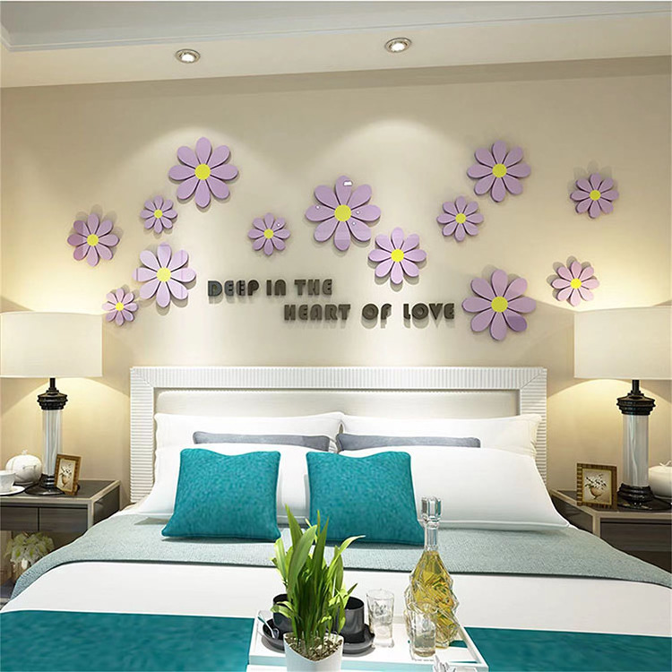 Creative daisy 3d three-dimensional wall stickers living room bedroom bedside decorative wall stickers