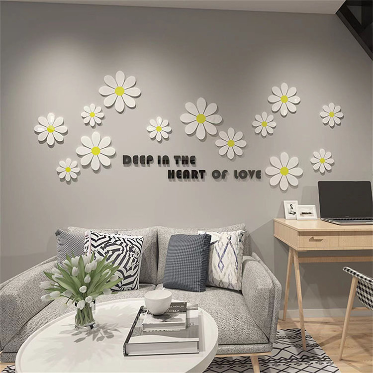 Creative daisy 3d three-dimensional wall stickers living room bedroom bedside decorative wall stickers