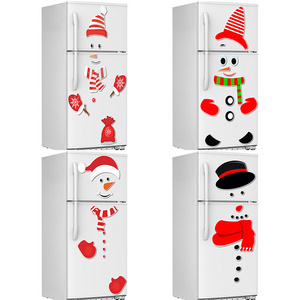 Christmas Snowman Expression Magnetic Fridge Sticker Festive Decoration DIY Cartoon Garage Door Waterproof Wall Sticker