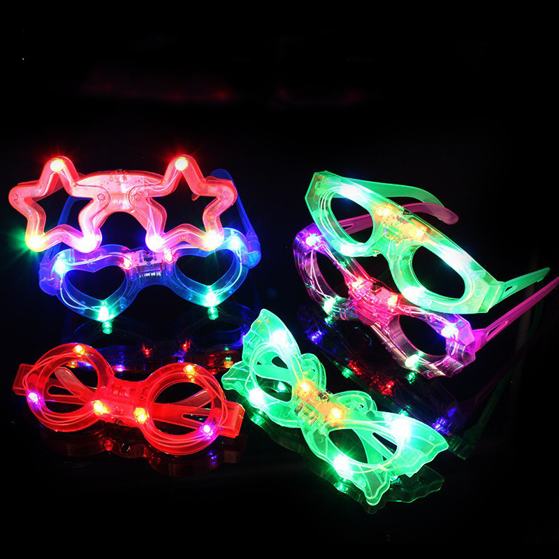 Hot LED Glasses 7 Shapes 6 LED Glow in the Dark Party Supplies Favor for Kids Adult Light up Toy Glasses for Birthday Christmas