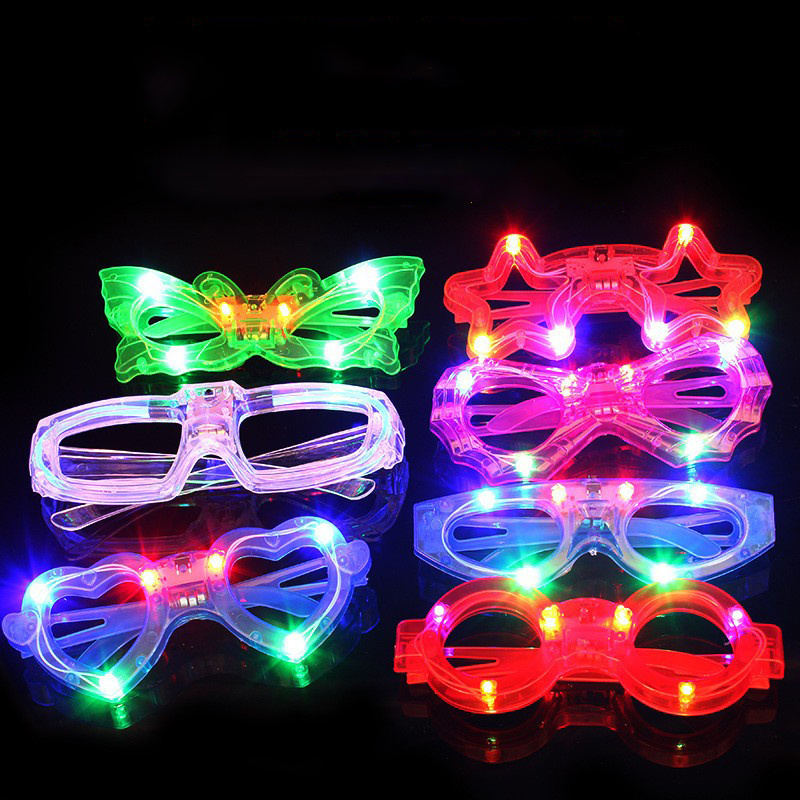 Hot LED Glasses 7 Shapes 6 LED Glow in the Dark Party Supplies Favor for Kids Adult Light up Toy Glasses for Birthday Christmas