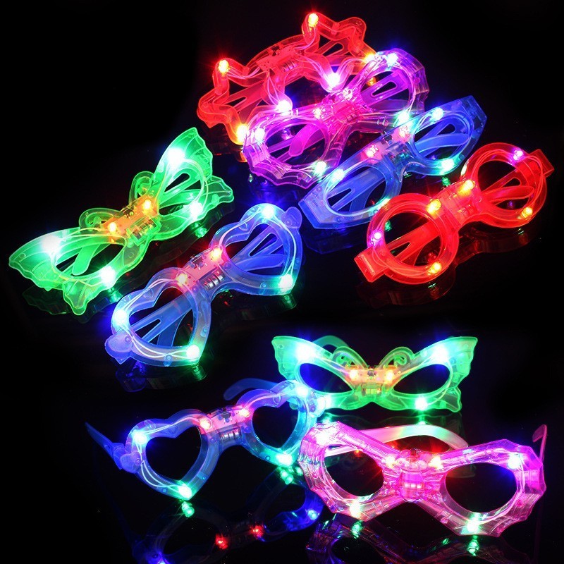 Hot LED Glasses 7 Shapes 6 LED Glow in the Dark Party Supplies Favor for Kids Adult Light up Toy Glasses for Birthday Christmas