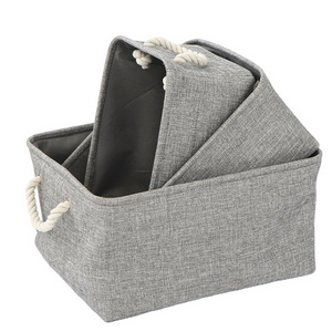 Minimalist EVA Linen Organizer Storage Bags Basket With Handle For Cloth Foldable Washable Closet Box