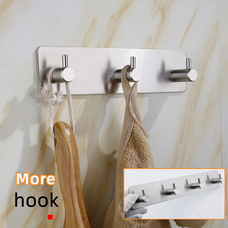 304 Stainless Steel Hanging Hook For Kitchen Bathroom Bedroom Self-Adhesive Coat Towel Hooks Wall Hangers Hooks Non-slip