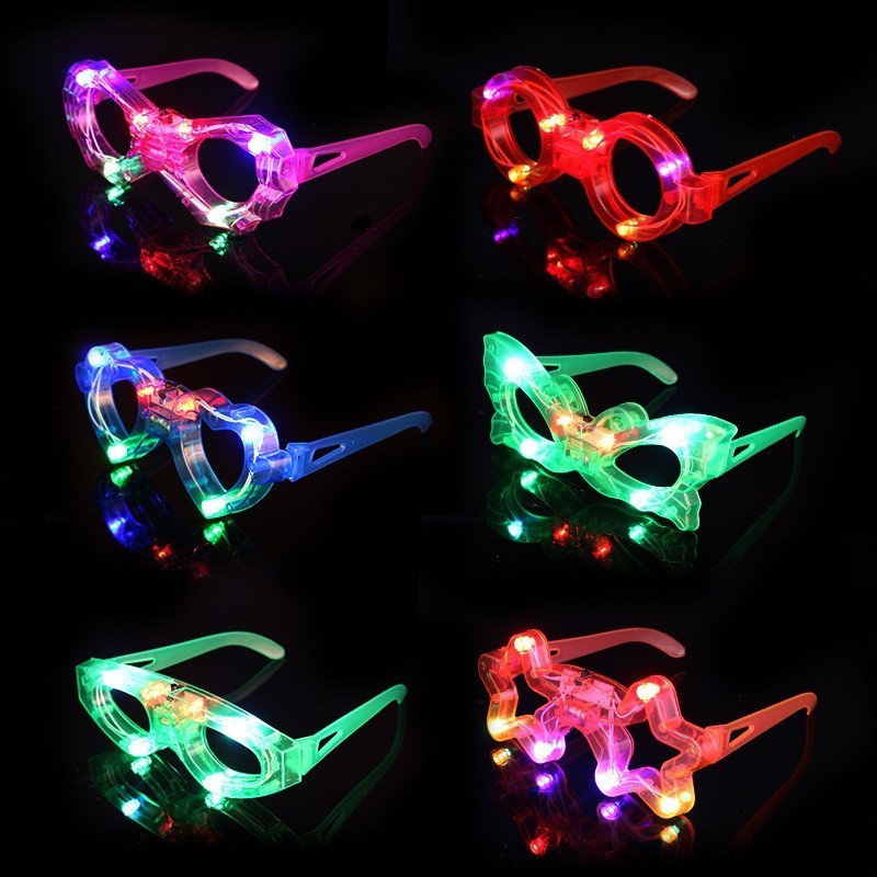 Hot LED Glasses 7 Shapes 6 LED Glow in the Dark Party Supplies Favor for Kids Adult Light up Toy Glasses for Birthday Christmas