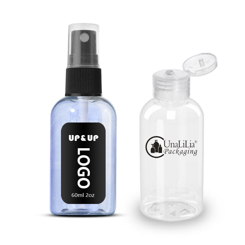 Small 60ml 2oz Clear White PET Plastic Bullet Round Bottle with Cap for Lotion Shampoo Liquid Soap Hand Sanitizer