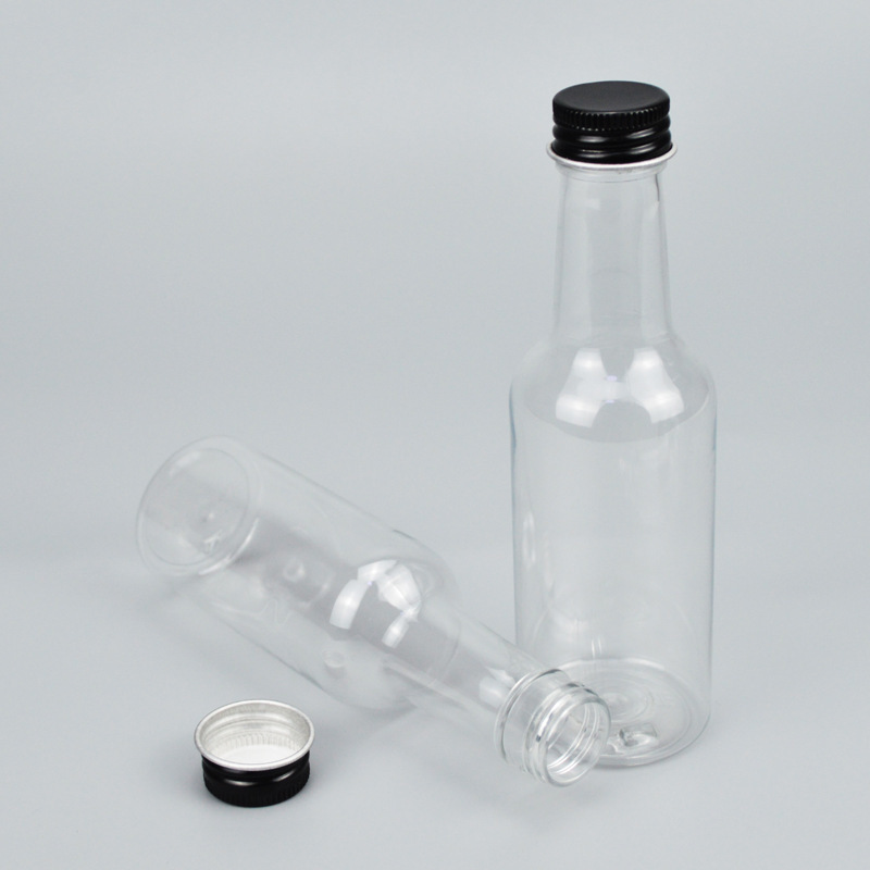 50ml 120ml 150ml Clear PET Plastic Spirit Bottles Mini Liquor Shot Juice Bottle With Aluminum Cap