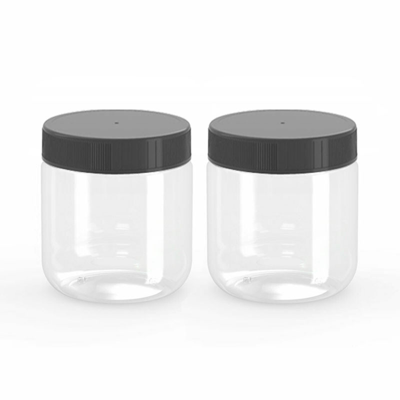 500ml 16oz Empty Clear PET Round Wide Mouth Honey Plastic Jar for Chocolate Sugar Snack Candy Food Storage Packaging Supply