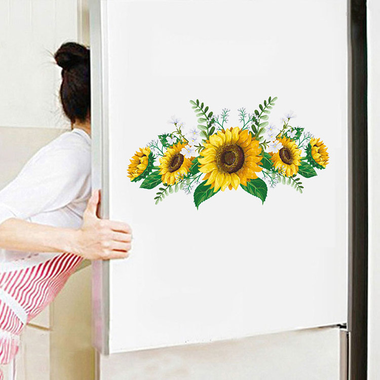 Hot Selling Removable Floral Wall Decals Yellow Daisy Sunflower Wall Stickers for Nursery Kids Room Living Room