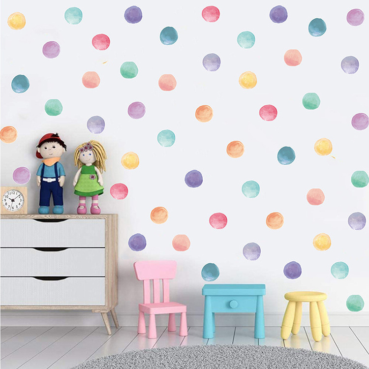 Polka Dots Wall Decals Multi Color Rainbow Dots Wall Circle Stickers for Kids Boys Girls Bedroom Living Room Home Wall Decor