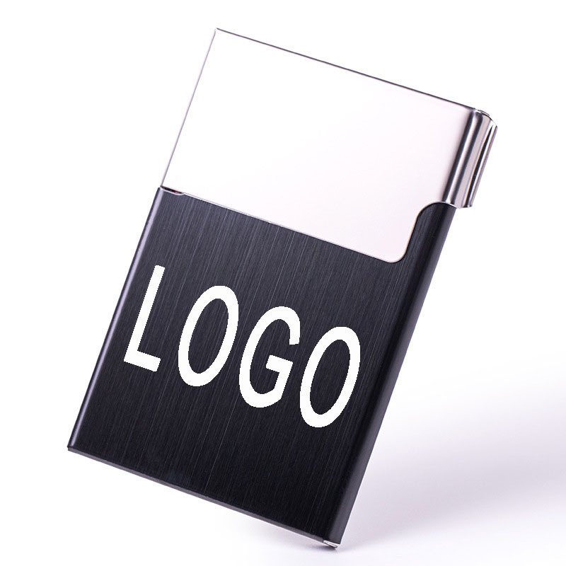 Customized engraved LOGO fashion thin portable creative metal stainless steel business card holder