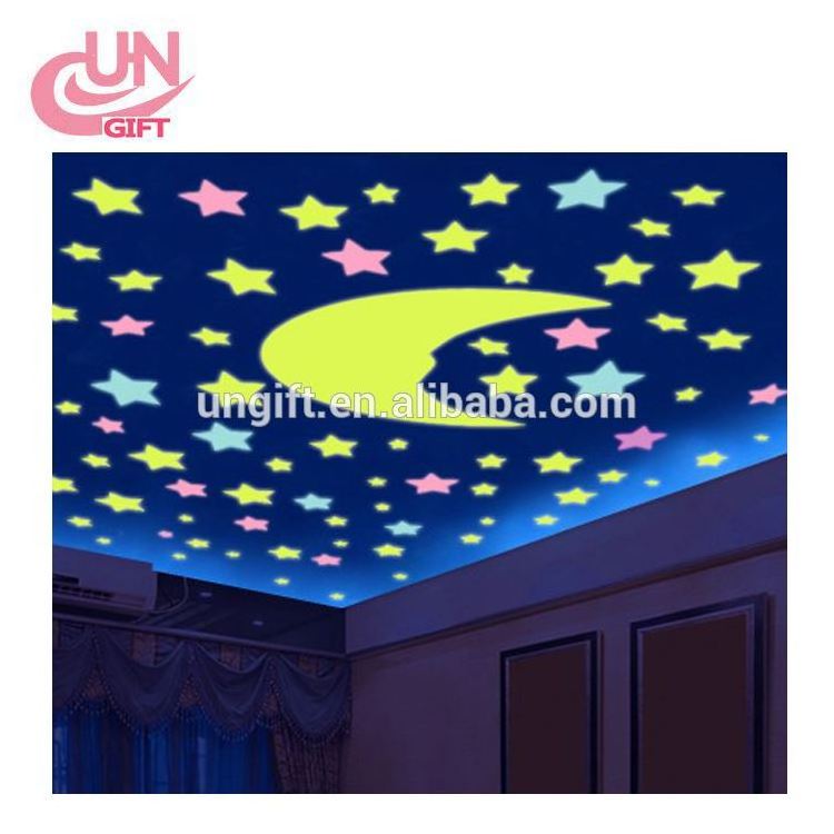 Glow In Dark Starts 3D Star Moon Home Decor Room Wall Sticker Decal Mural Art DIY