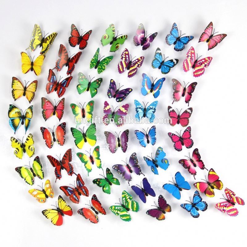 12pcs PVC 3D Removable Butterfly wall decor cute Butterflies wall stickers art Decals restaurant Decoration