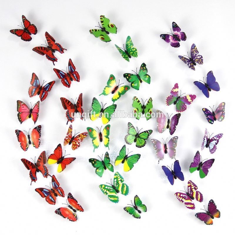 12pcs PVC 3D Removable Butterfly wall decor cute Butterflies wall stickers art Decals restaurant Decoration