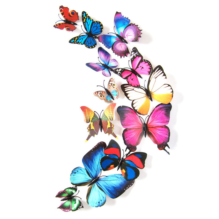 Beautiful 3D PVC butterfly wallpaper a bag of 12 butterflies