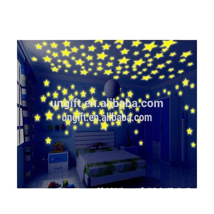 Glow In Dark Starts 3D Star Moon Home Decor Room Wall Sticker Decal Mural Art DIY