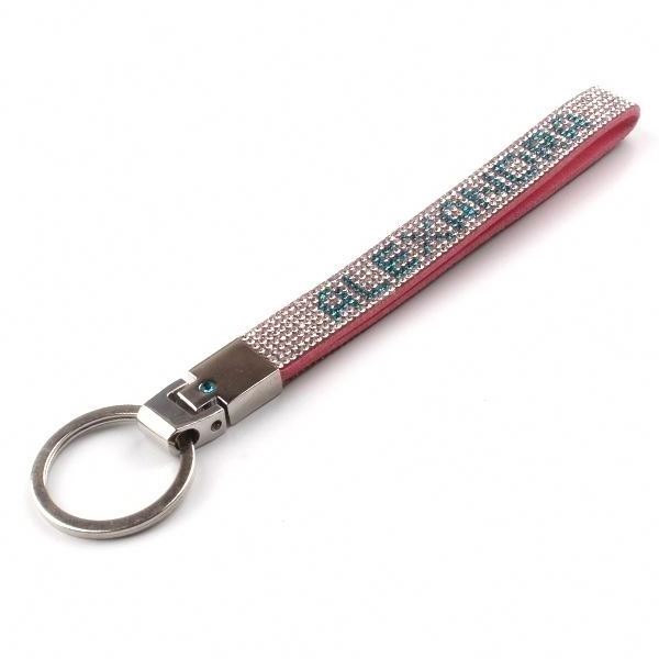 Hot selling  rhinestone wristlet keychain with with custom logo keychain