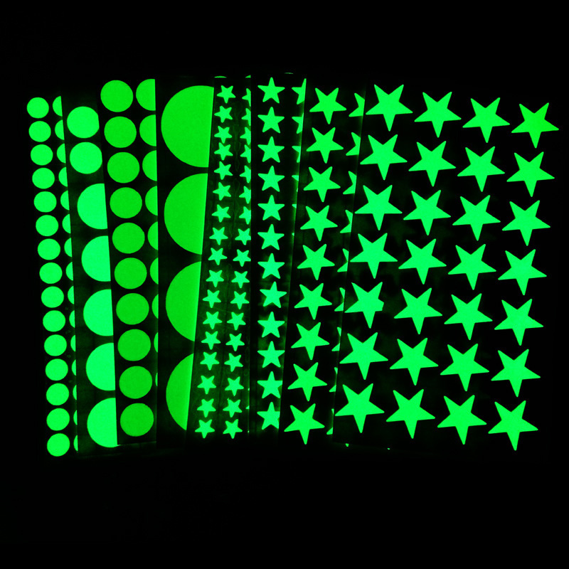 Luminescent stickers for stars and moon children room bedroom, fluorescent wall stickers for ceiling in dormitory bedroom