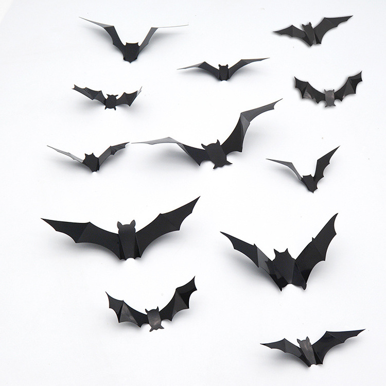 3D Stereo Halloween PET Bat Spider Wall Sticker Garage Window Arrangement Holiday Decoration Plastic Wall Sticker