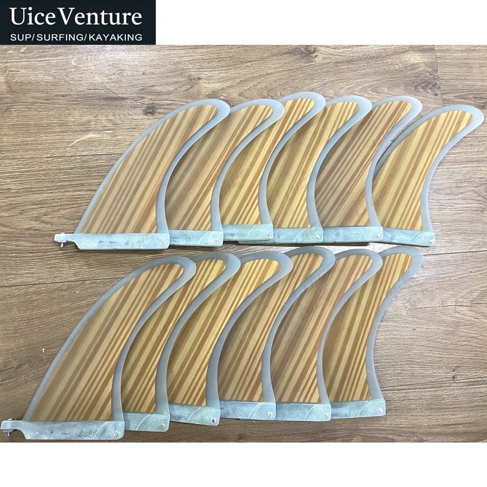 UNDERICE High Quality Fiberglass Wood Longboard Single Fins Sup Bamboo Core Surfboard Center Fin Tab Surfing Fins