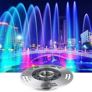 Outdoor stainless steel waterproof ip68 dmx rgb round 6w/9w under water jet pump dry fountain ring nozzle led light for fountain