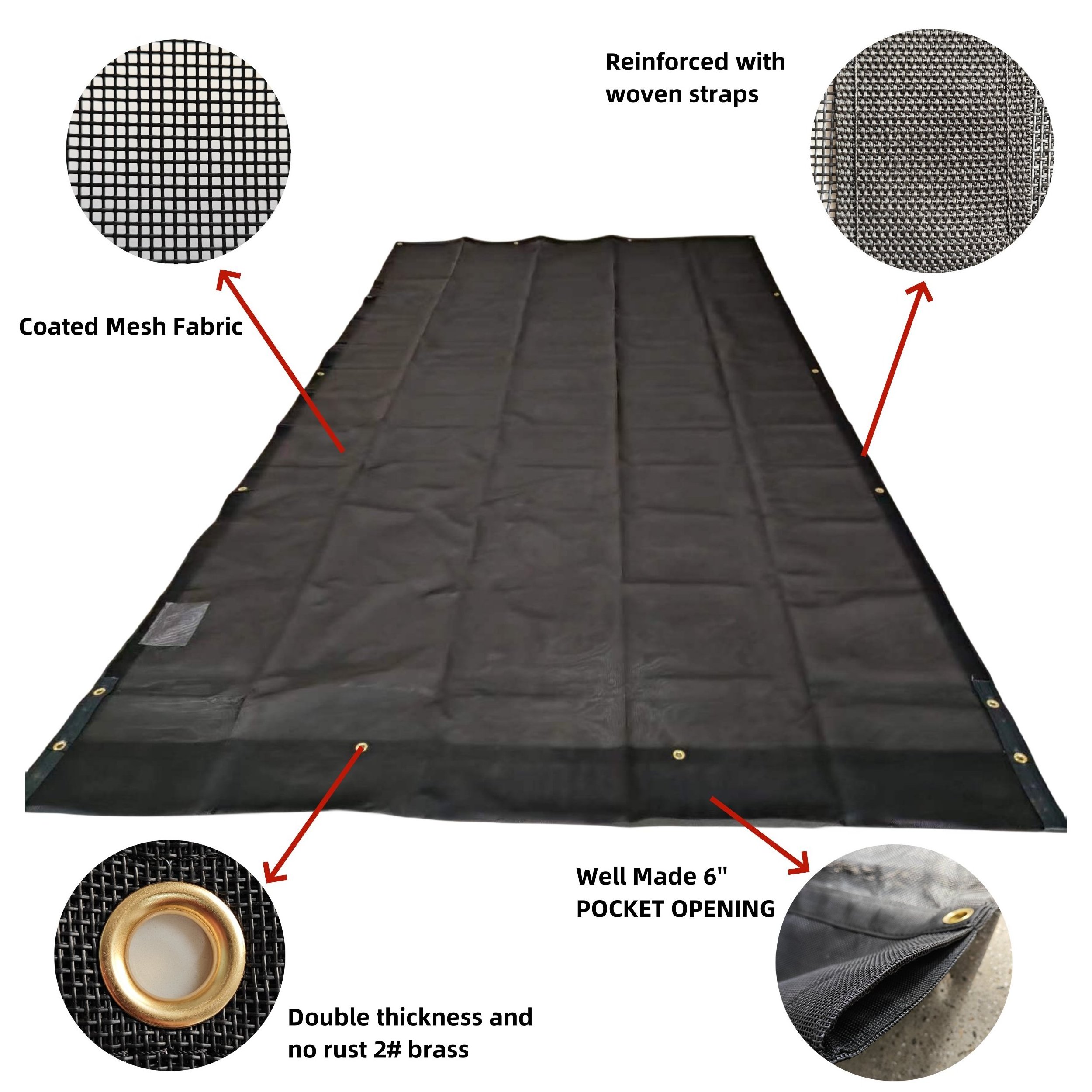 Custom Heavy Duty Antil-UV PVC Mesh Fabric Cargo Net Dump Trucks Tarp System For Truck Cover