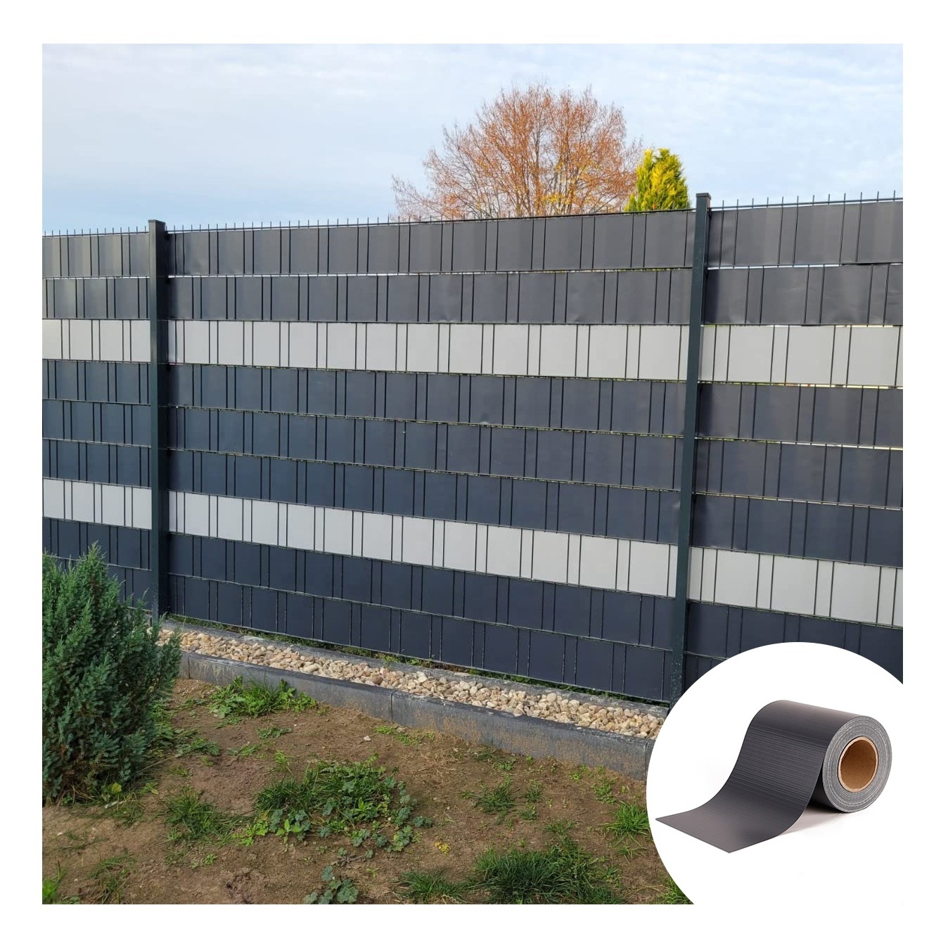 450g/m2 19cmx35m/50m/65m RAL7016 PVC Slat for Fence PVC Strip Fence Privacy Screen Fence