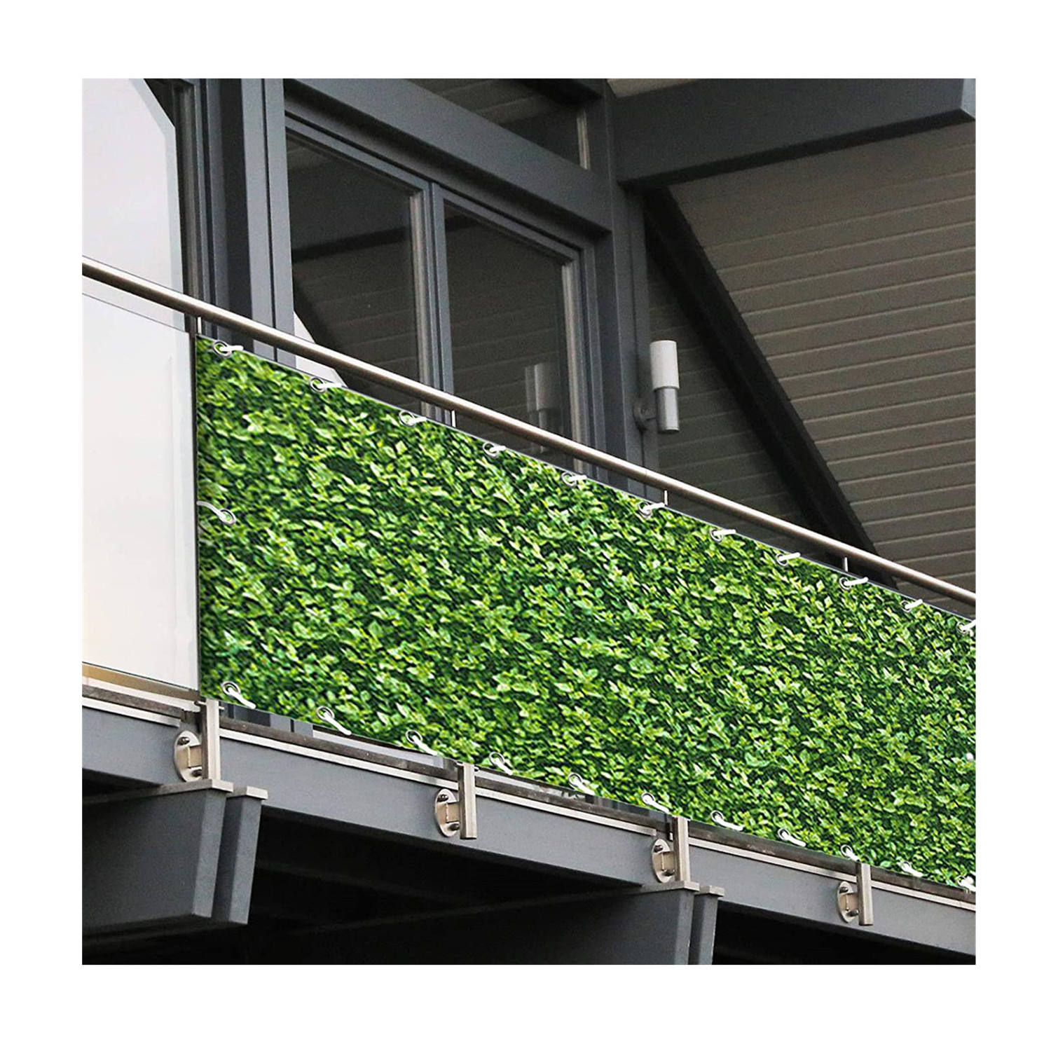 UNEED  Weather Resistant Faux IVY 15ft x 2.83ft with 35ft ropes PVC Balcony Garden Fence Cover Privacy Fence Wind Screen