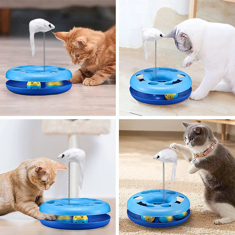 Wholesale Best Selling 2 In1 Interactive Kitten Toys Roller Tracks Cat Toys with Exercise Balls Teaser Mouse