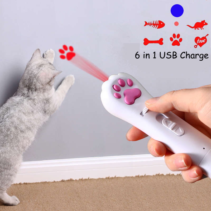 Toy For Cat Paw Red Laser Pointer Exercise Interactive Cat Toy Update USB Charge Cat Laser Toy