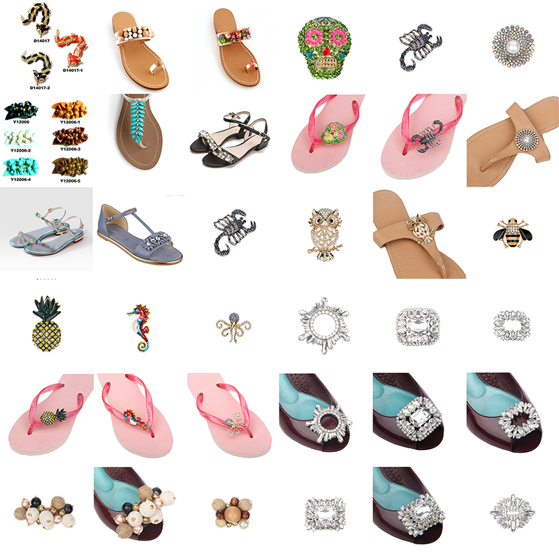 Crystal Flip Flop Chain Rhinestone Glass Decoration for Slippers Metal Sandal Accessories Chains