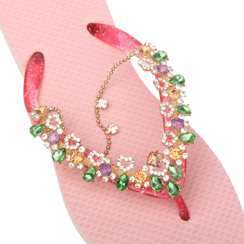 Crystal Flip Flop Chain Rhinestone Glass Decoration for Slippers Metal Sandal Accessories Chains