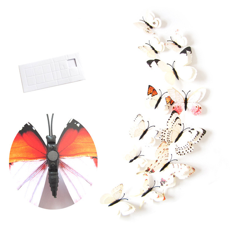 Creative 12 PCS 3D PVC Butterfly Stickers with Pins Removable Wall Sticker Decals for Room Home Nursery Decorations