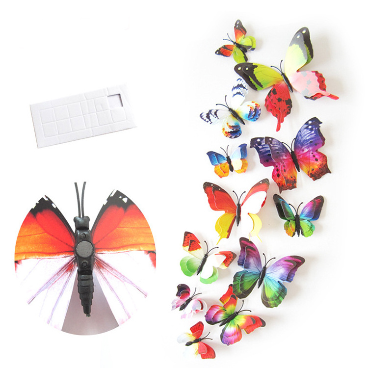 Creative 12 PCS 3D PVC Butterfly Stickers with Pins Removable Wall Sticker Decals for Room Home Nursery Decorations