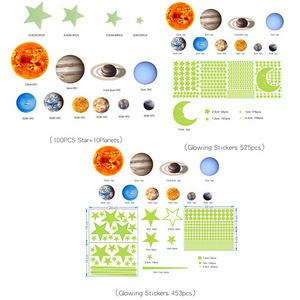 Color box luminous solar system nine planets children's room decorative fluorescent stickers