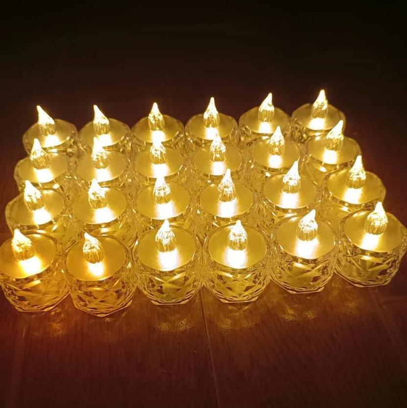 Transparent diamond candle lamp LED electronic candle small tea wax bar decorative light birthday gift