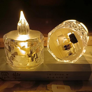 Transparent diamond candle lamp LED electronic candle small tea wax bar decorative light birthday gift