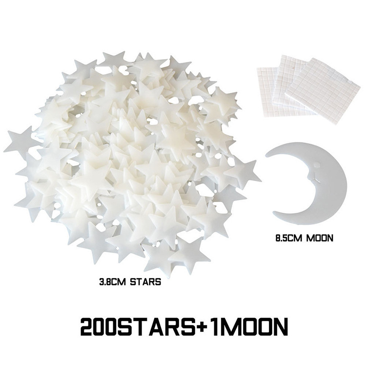 Hot Sale Star Moon Glowing In The Dark Wall Stickers For Home Bedroom Decoration 3.8CM 201Pcs Per Set