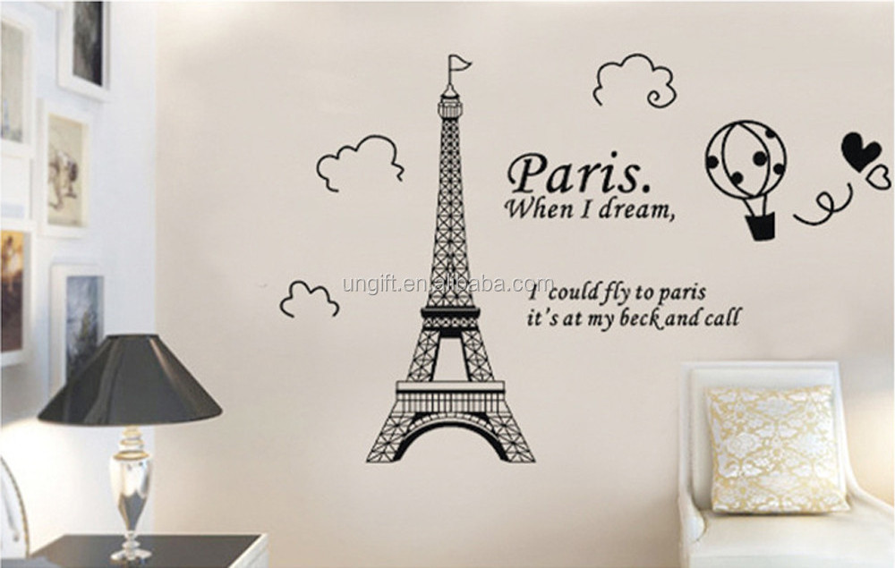 Super Deal 3D Wall Stickers Eiffel Tower Of Paris Removable Wall Stickers Of Bedroom