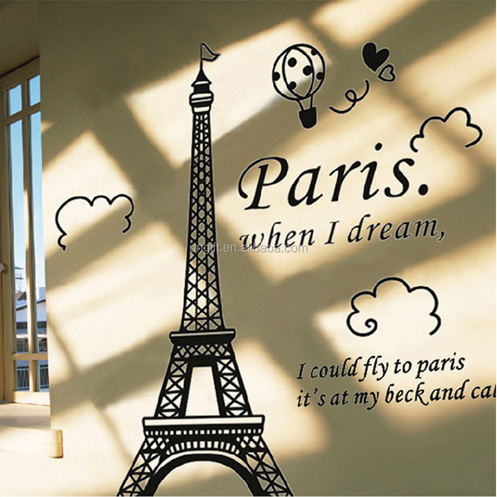 Super Deal 3D Wall Stickers Eiffel Tower Of Paris Removable Wall Stickers Of Bedroom