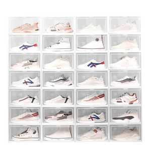 Hard PVC Shoe Storage Box Case Transparent Clear Plastic Stackable Shoes Organizer Foldable Sneaker Containers Holder