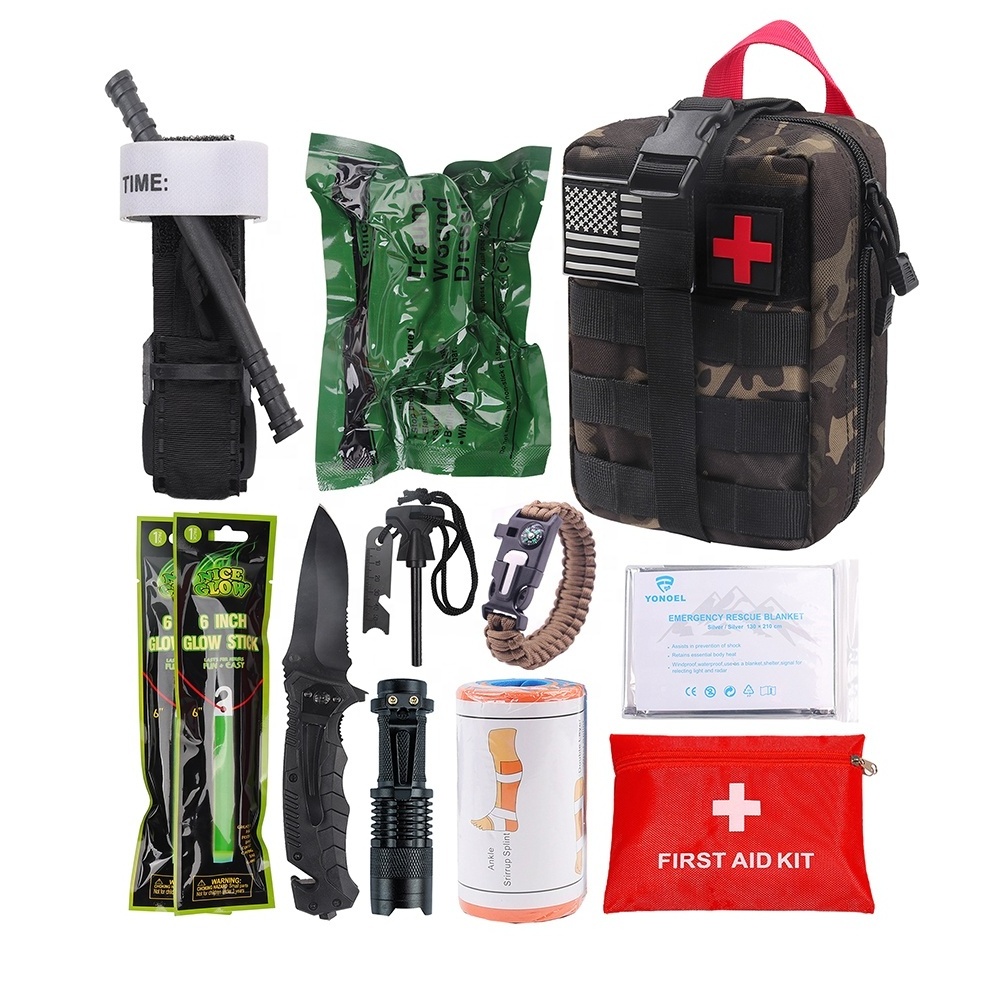 Tactical molle pouch full-featured medical outdoor camping first aid survival kit with tourniquet