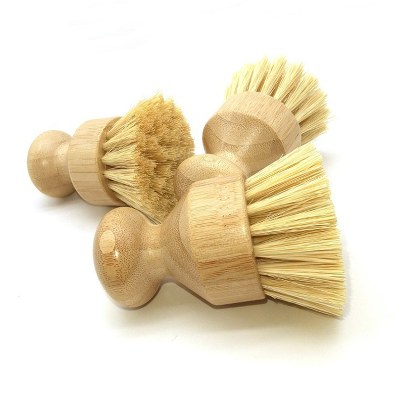 OEM Sisal Eco Natural Kitchen Hard Bristle Crevice Fancy House Scrubber Cleaning Brush Bamboo Gap Cleaning Dish Scrub Brush Set