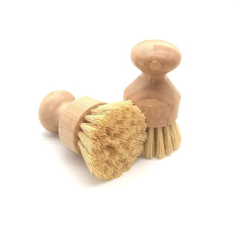 OEM Sisal Eco Natural Kitchen Hard Bristle Crevice Fancy House Scrubber Cleaning Brush Bamboo Gap Cleaning Dish Scrub Brush Set