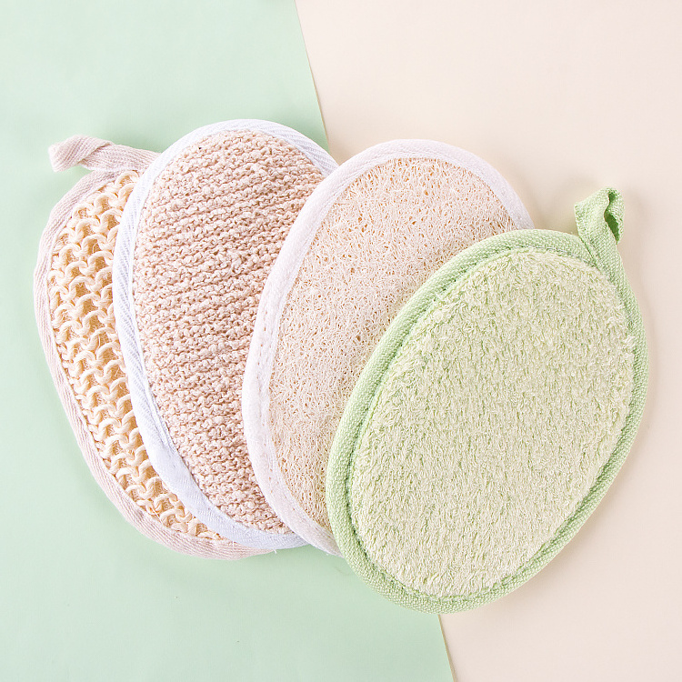 Stock Ready to Ship Loofah Pads Free Sample Eco Friendly Natural Oval Body Cleaning Exfoliating Sisal Shower Loofah Bath Sponge