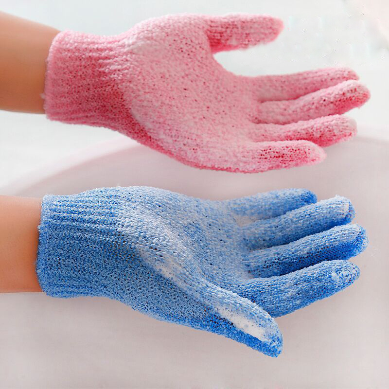 Private Label  Five-Finger Bath Towel Artificial Spa Cleaning Brush Double Sided Back Rubbing Exfoliating Glove