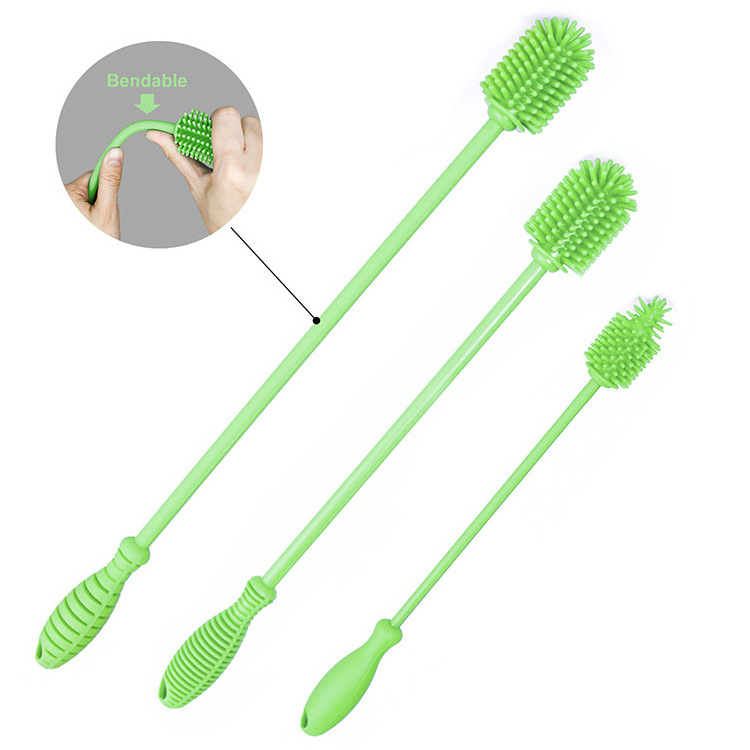 BPA-Free Long Handle Silicone Water Bottle Cleaner Brush Dish Washing Scrubber Baby Pacifier Bottle Nipple Cup Cleaning Brush