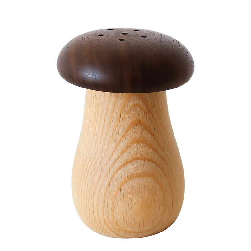 Wood Walnut Toothpick Dispenser Storage Organizer Small Mushroom Display Stand