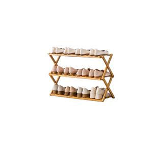 Foldable Bamboo Shoe Rack Cabinet 3 Tier Standing Shoe Shelf Organizer